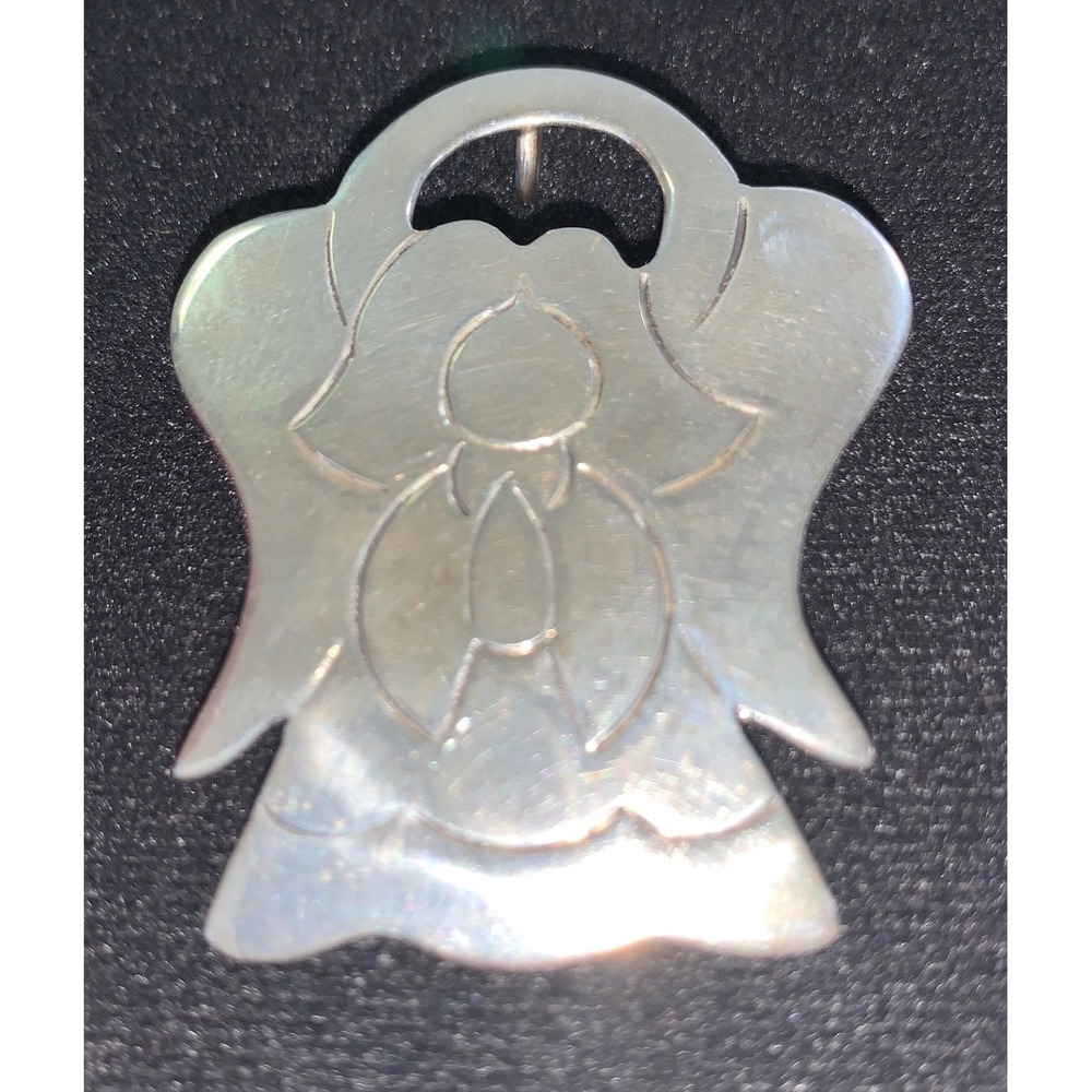Vintage 90s 925 Sterling Silver Angel Brooch Pin Pendant Charm Minimalist AAG